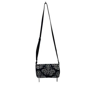 Vera Bradley Chandelier Noir Crossbody Purse Shoulder Bag Black White Floral